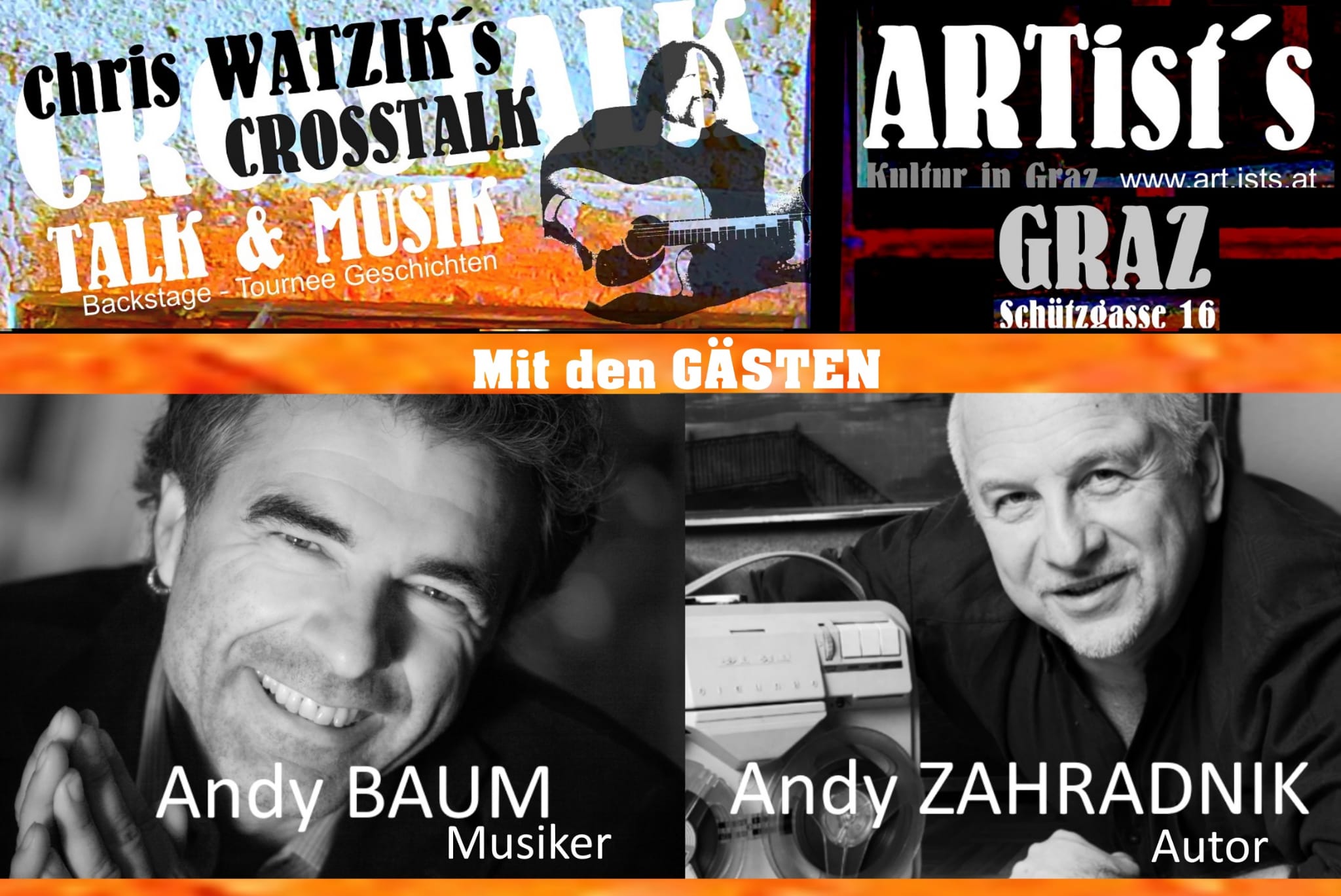 Chris Watzik´s – CROSSTALK  Künstlergespräch und Musik mit Andy Baum / Platzreservierung